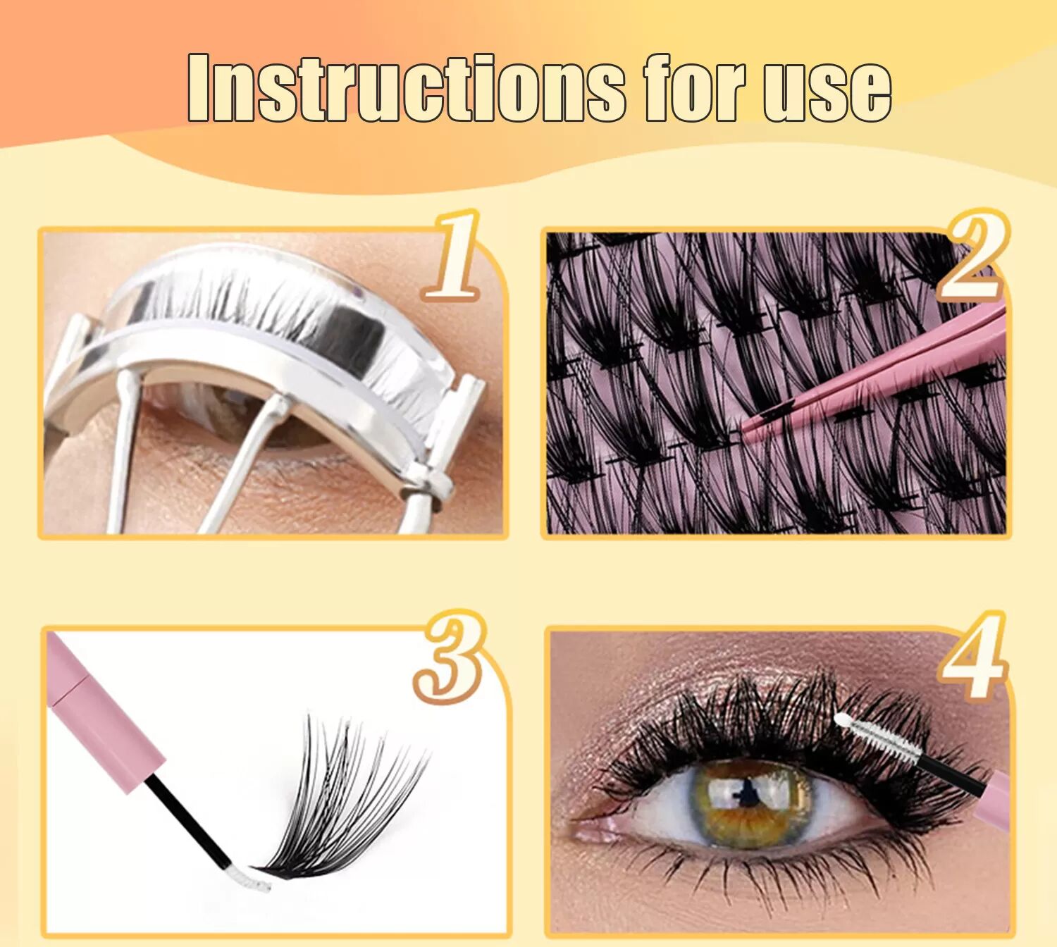 INF Ensemble de faux cils (240 grappes) - Aspect naturel, réutilisable, application DIY model 2