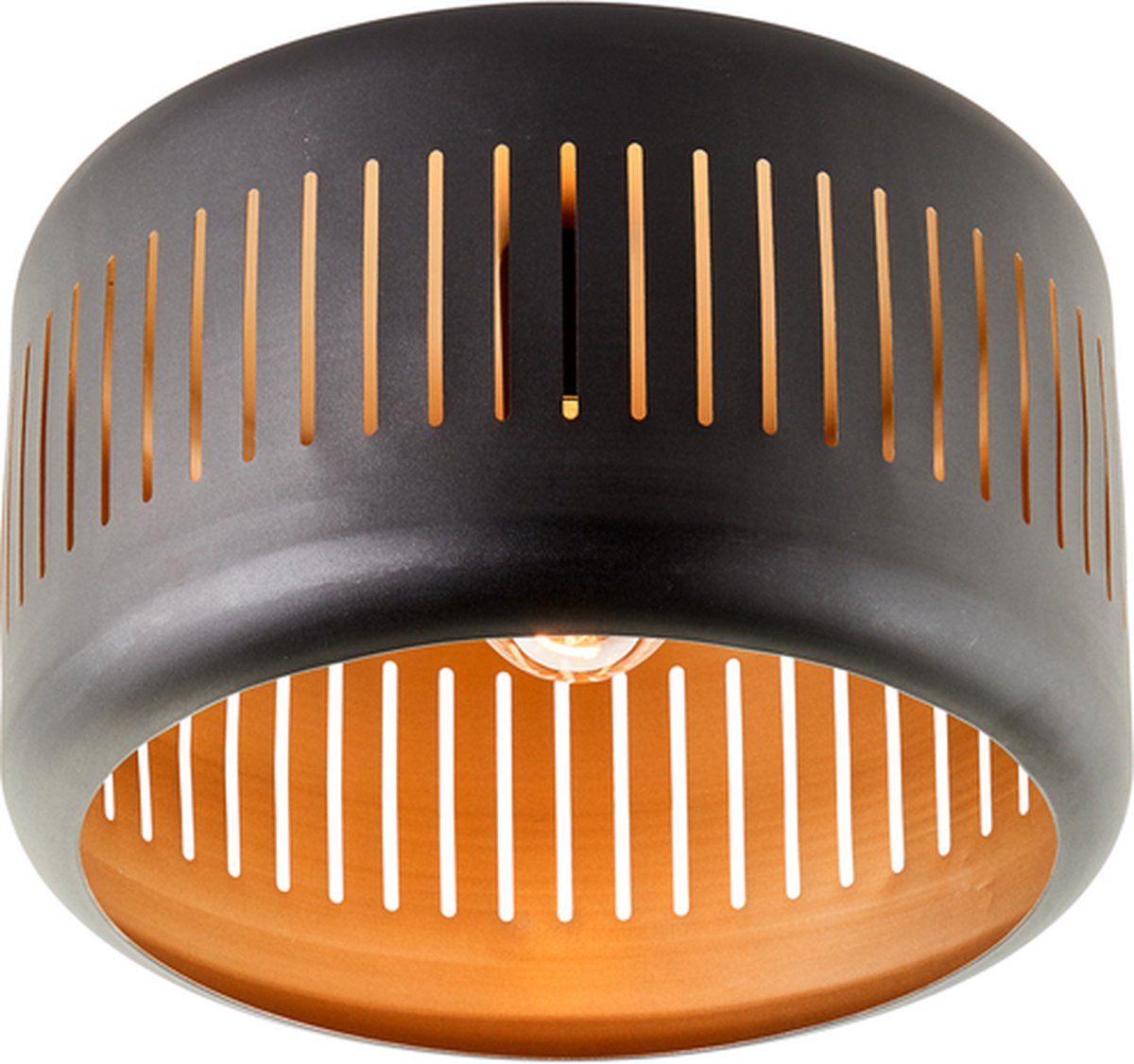 Brilliant Tyas Plafondlamp - Zwart/Goud - E27 max 1x60W