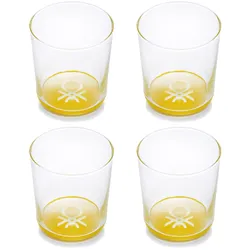 Benetton - Set mit 4 Wassergläsern, 0,33 l, gelbes Regenbogenglas