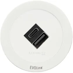Evoline, Steckdose, One Einbausteckdose mit USB-Charger A/C, weiss