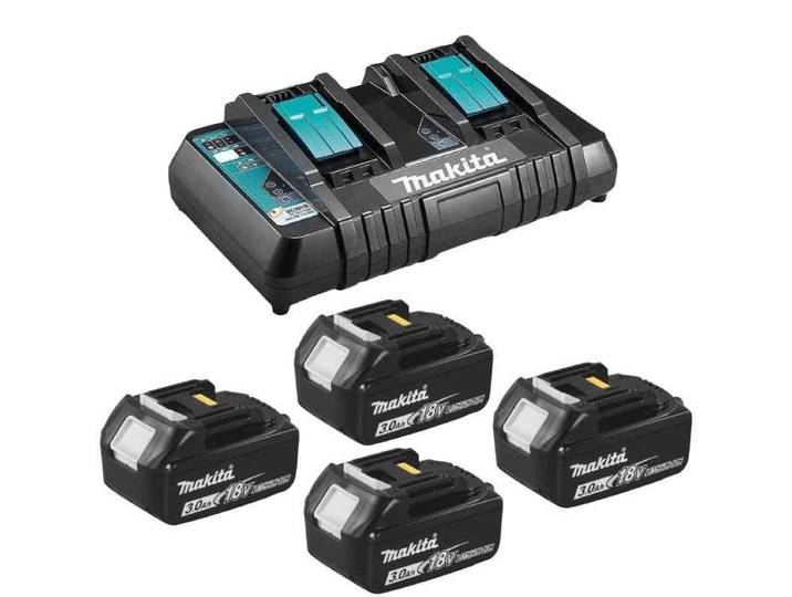 Makita 18 V Power Source Pack Énergie avec 4x Batteries 3 Ah + Chargeur DC 18 RD + Boîtier de transport Makpac ( 197720-6 )