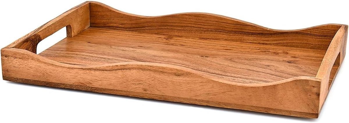 Houten Dienblad Acacia Bruin met Handgrepen - 38 cm