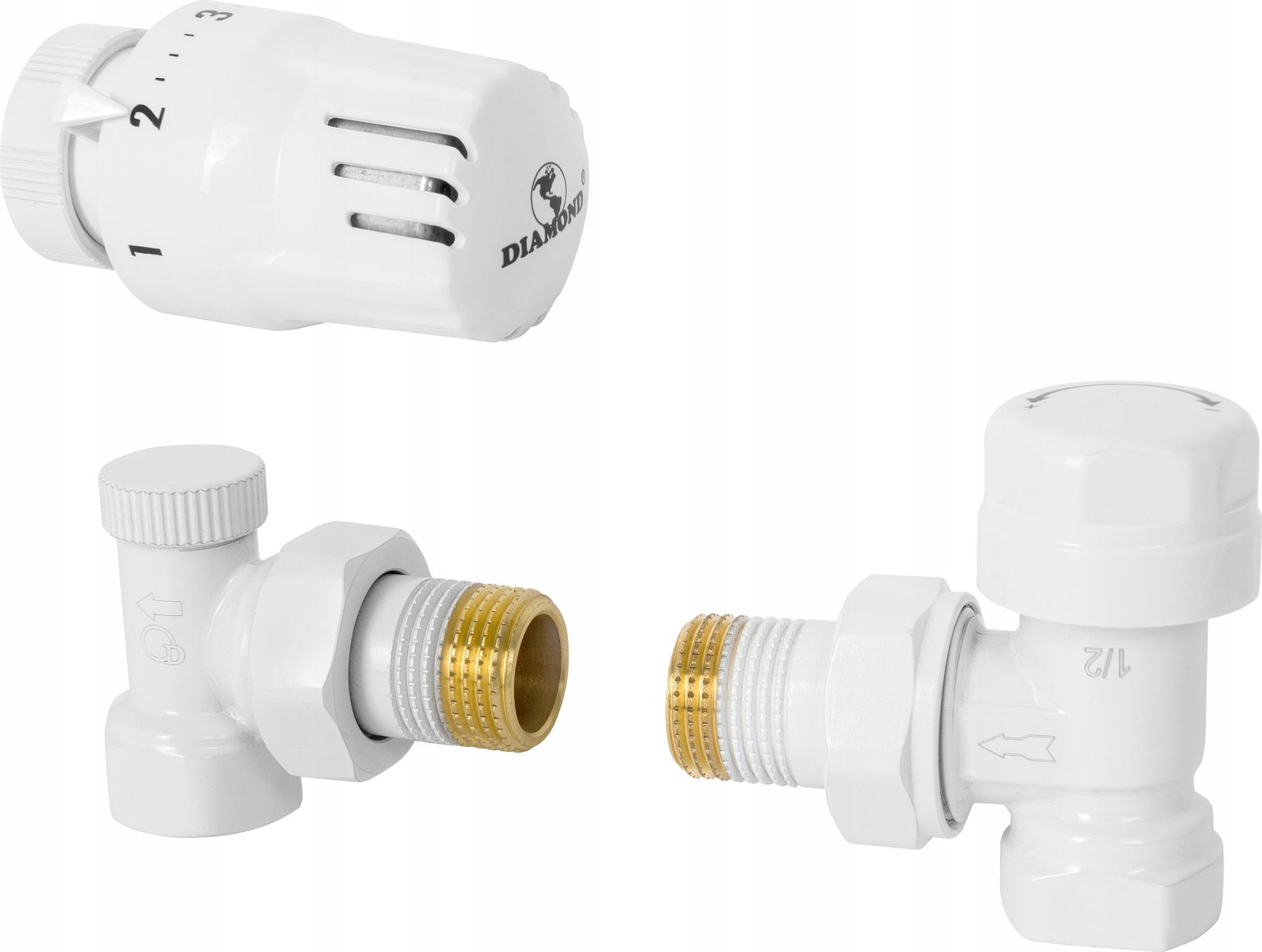 Diamond Thermostaatbehuizing schuin wit 1/2