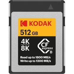 Kodak CFexpress Type B 512GB (512 GB, CFexpress Typ B), Speicherkarte, Orange, Grau, Schwarz
