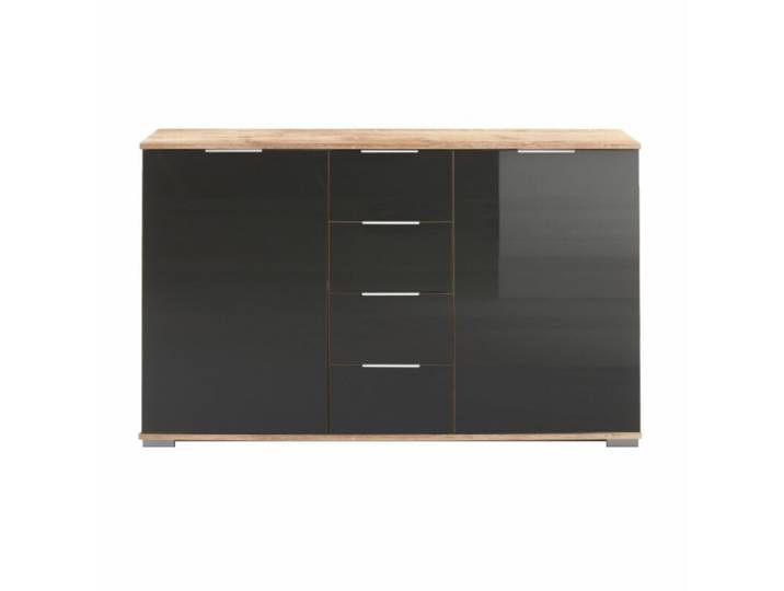 Wimex Easy Plus Kombikommode - Plankeneiche Nachbildung, Glas grau Modern