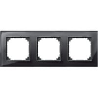 Rahmen aus Glas, dreifach, waagerecht und senkrecht montierbar, glänzend, IP20 schwarz (glänzend), Retail