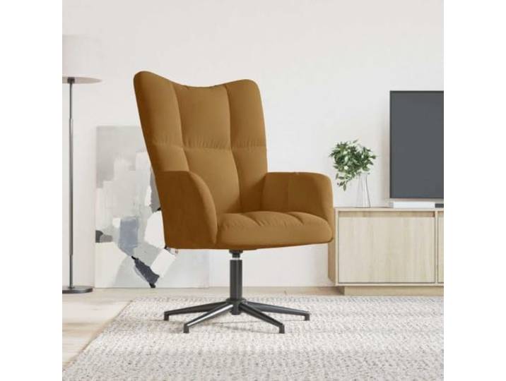 IBUQDDV Relaxsessel Braun Samt 360 Grad Drehbar Mit Stahlgestell Stepp-Design, Schaumstoffpolsterung, 110 kg Belastbarkeit, moderner Stil, langlebig