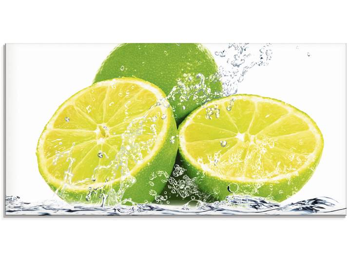 Glasbild ARTLAND Limette mit Spritzwasser , gelb (farbe bild(er): gelb), B:100cm H:50cm, Bilder, Glasbild, in verschiedenen Grössen