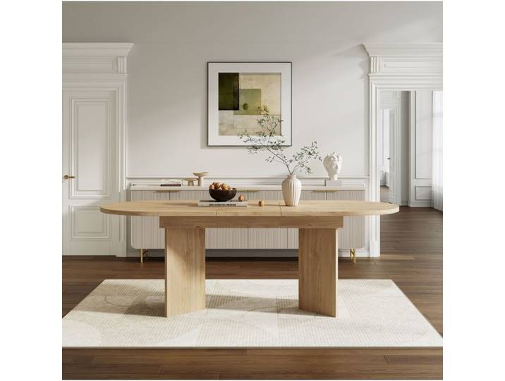 Table Extensible Chene 120/160x80cm Table Repas Moderne FloraGrace Pour Salle A Manger Coins Arrondis 160x80x75 5cm