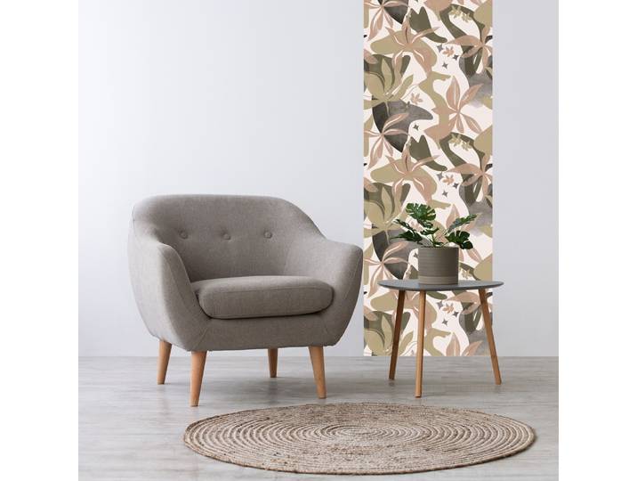 3D-Tapete QUEENCE Abstrakte Pflanzen, selbstklebendes Wandpaneel , bunt (braun,beige), B:60m H:250m, Vinyl, Tapeten, 3D-Tapete, 60 x 250 cm Fototapete, Mustertapete, Anbringung ohne Kleister