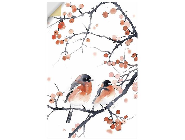 Wandbild ARTLAND Aquarell Gimpel , orange (farbe bild(er): rot), B:80cm H:120cm, Bilder, Wandbild, als Alubild, Leinwandbild, Poster, Wandaufkleber in verschied. Grössen