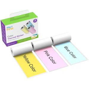 myFirst Kinderkamera-Thermopapier FC5706SA-MX01, bunt, 57 mm x 3 m, 3 Stück, selbstklebend