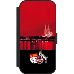 Nivocase Klapphülle für Apple iPhone 13 Pro Handyhülle aus Kunst Leder NIVOflip schwarz 1. FC Köln (Apple iPhone 13 Pro), Smartphone Hülle, Schwarz