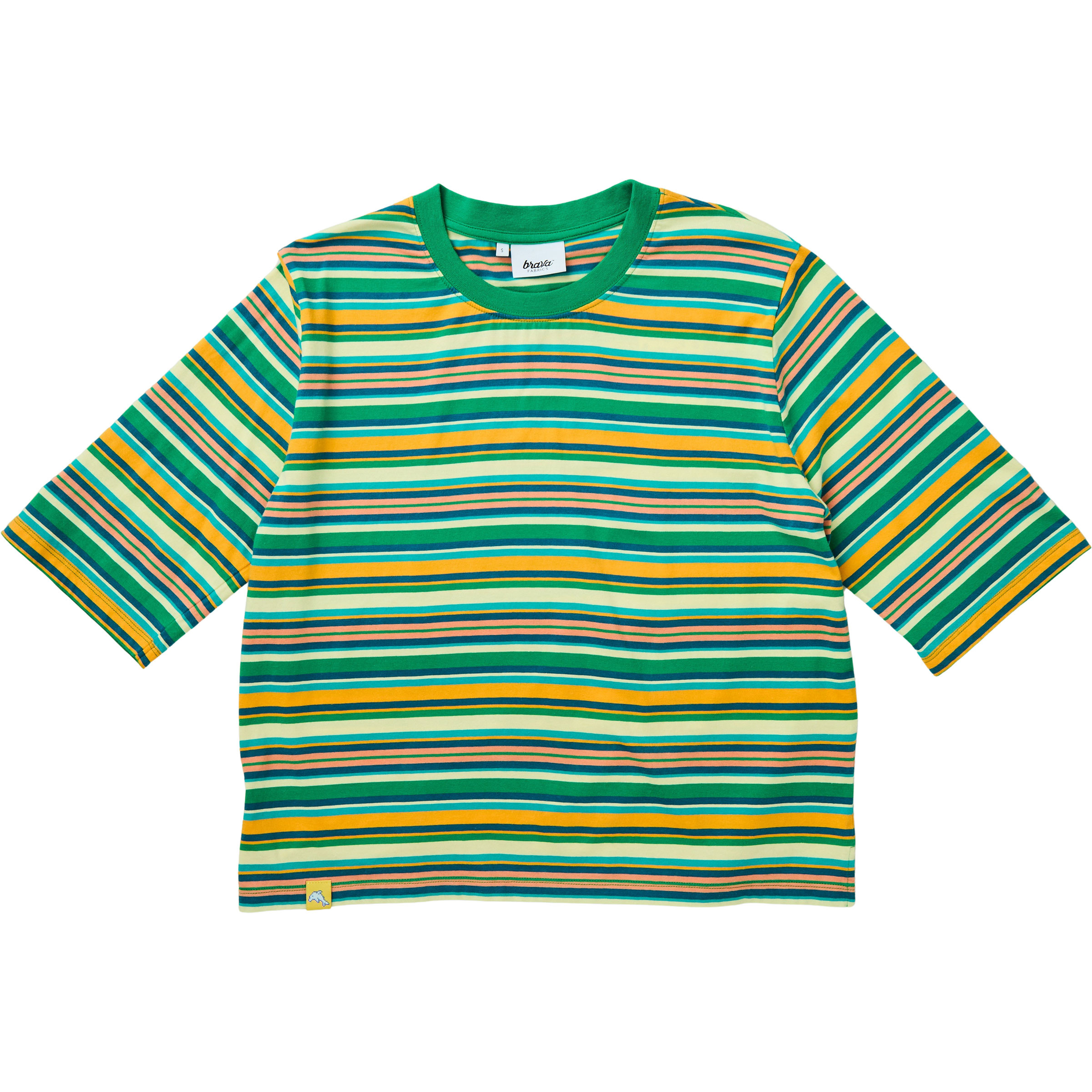 Brava Fabrics Stripes Boxy Damen T-Shirts gruen Größe S Lifestyle Widerstandsfähig