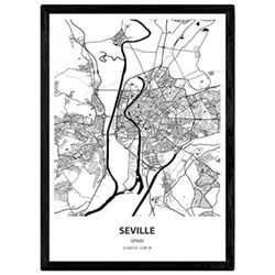 POSTER Karte Von Sevilla - Spanien A3 Rahmenlos