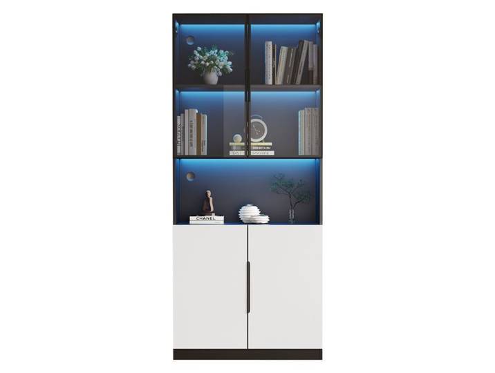Vitrine moderne minimaliste avec portes en verre avec éclairage LED température de couleur et luminosité réglables 80 x 30 x