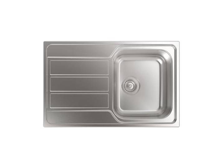 Cata CDL Küchenspüle, 1 wendbar, mit quadratischem Behälter mit Abtropffläche, Tiefe des Behälters: 18 cm, Installation in Möbel von 45 cm, Basis mit saugfähigem Boden, Korbventil, 77 cm Breite,