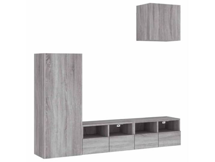GKHPYURE TV-Möbel zur Wandmontage, 4 Stück, Sonoma-Grau, aus Platzsparendes Design, große Aufbewahrung, 4-teiliges Set, Wandmontage