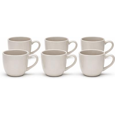 Tasse VAN WELL "Kaffee-Obertasse 200 ml Malmö, 6 Stück", beige (taupe), B:11,5cm H:7cm Ø:8,5cm, Steingut, Trinkgefäße, Tasse, spülmaschinen- und mikrowellengeeignet