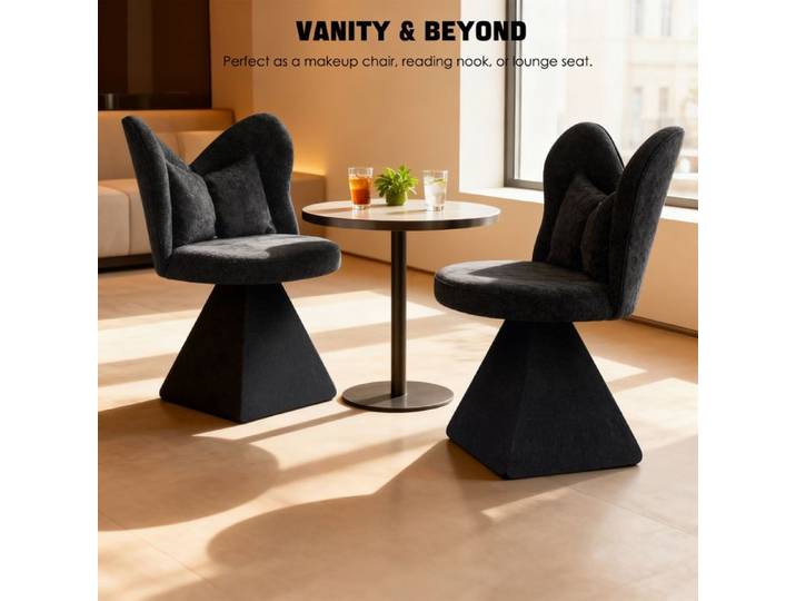 Chaise Chaise Papillon Pivotante pour Salon et Salle à Manger - Confortable en Tissu - Noir
