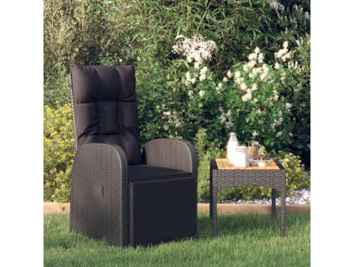 HEFZGDB Verstellbarer Gartensessel aus PE-Rattan mit Stahlrahmen, Wetterfester Lounge-Sessel für Terrasse und Balkon mit Fußstütze und Polster