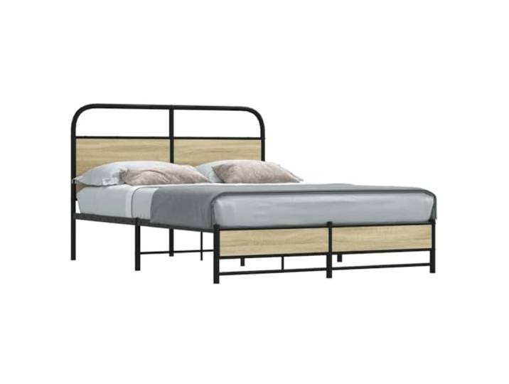 Stahlgestell Robust Stabil Klassisch Zeitlos 120 x 200 cm Braun Bettgestell ohne Matratze 120x200 cm Sonoma-Eiche Holzwerkstoff mit Kopfteil und Lattenrost Stabil Stahlrahmen