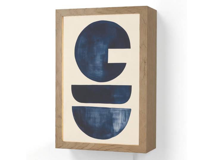 OnlyWow Wandleuchte - Formen - Blau - Abstrakt - 20x30 cm, Dunkelblau, Holzwerkstoff, Rechteckig, LED integriert, 20x30x8 cm, Lampen & Leuchten, Innenbeleuchtung, Wandlampe
