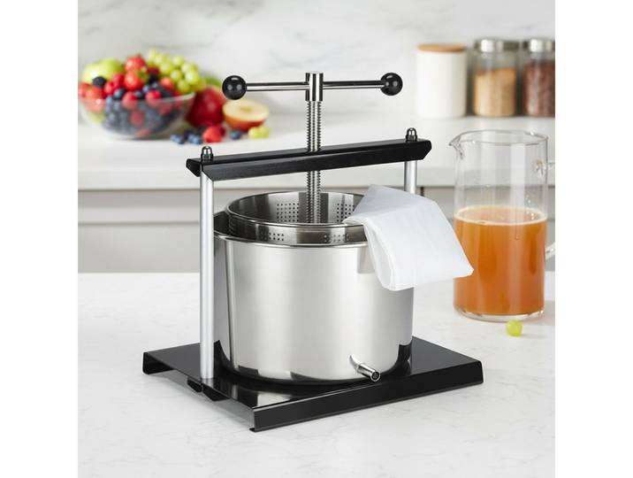 Feel2Home Entsafter Obstpresse Entsafter Fruchtpresse 5 Liter Edelstahl Auslaufrohr Saft, 0 W, rostfrei