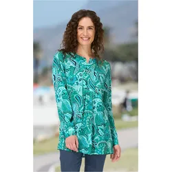 Viskose-Bluse in Druck petrol in Größe 42 von DW-Shop, Petrol, 42