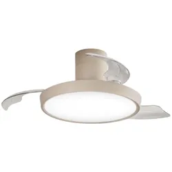 Deckenventilator mit einziehbaren Flügeln, sandfarben, 40-W-Gleichstrommotor, dimmbare 30-W-LED mit Fernbedienung und Reversierfunktion – Perenz