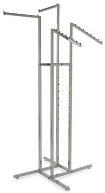 Econoco Heavy Duty Chrome 4 Way Clothing Garment Rack with Adjustable Arms