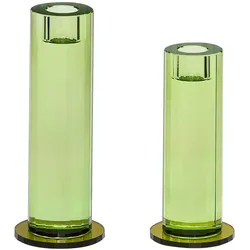 Hübsch, Kerzenständer, Cut Kerzenständer Grün (2er Set)