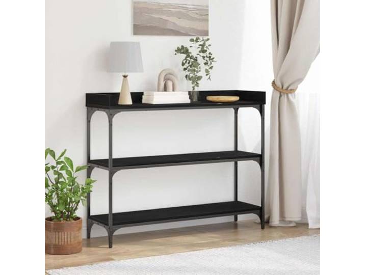 Konsolentisch Schwarz Eichen-Optik 100x30x80 cm Holzwerkstoff Eisen Industriedesign, verstellbare Füße, robuste Eisenkonstruktion, vielseitig einsetzbar, pflegeleichte Oberfläche