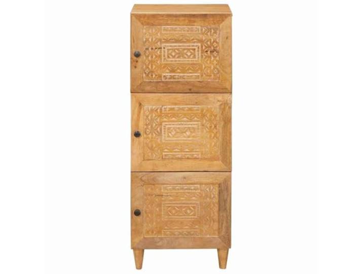 KTHLBRH Sideboard hellbraun 40 x 33,5 x 110 cm Massives Mangoholz, 3 Einlegeböden, multifunktionales Design, einfache Reinigung