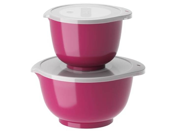 Rosti Margrethe Set de 2 Bols Mélangeurs en Plastique - 2 Couvercles Inclus - Saladiers Hermétiques - 1\,5 Litres et 3 Litres\, Bettrave