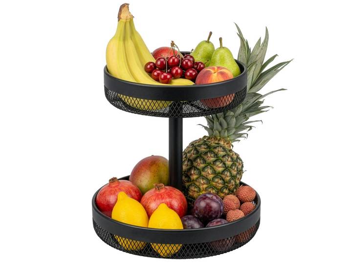 eluno Obstkorb, schwarz, Metall, Schwarz, 31.5 cm, Geschirr, Schalen & Schüsseln, Obstschalen