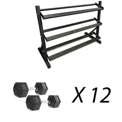 Odin Hantelständer für Hexagon-Hanteln inklusive Hanteln (165 kg)