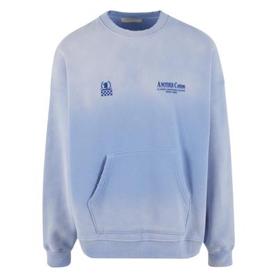 Sweater ANOTHER COTTON LAB "Another Cotton Lab Another Day Oversized Washed Sweatshirt", Damen, Gr. S, blau, 52% Baumwolle, 48% Polyester, bedruckt, Rundhals, Sweatshirts Sweater