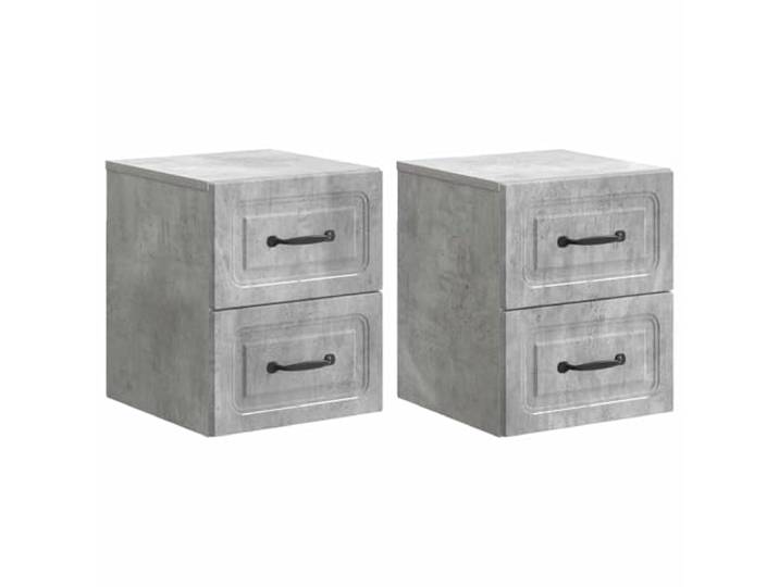 KDVXBCQJH Wandmontierter Nachttisch 2er Set Betongrau 34,5x33x40 cm Platzsparende Hängekonsole für Schlafzimmer mit 2 Schubladen aus Holzwerkstoff im modernen Betongrau-Look.