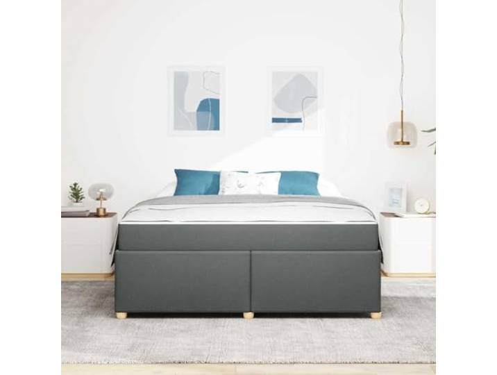 KTHLBRH Doppelbett 180 x 200 Dunkelgrau mit Matratze Struktur aus Holz, Taschenfederkernmatratze, schwarze Beine, einfache Montage