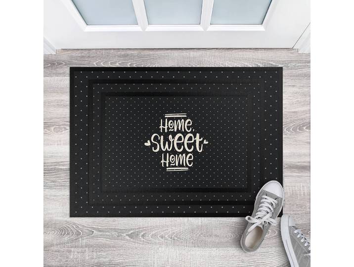 Paillasson Home Sweet Home Polkadots 85 x 60cm Gris/Gris foncé
