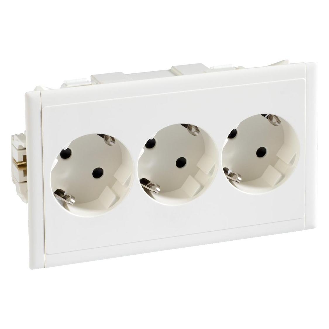 Schneider Electric SE 5940310 3-fach Steckdose fuer Kanaleinbau CYB-PS weiss RAL 9010 (5940310)