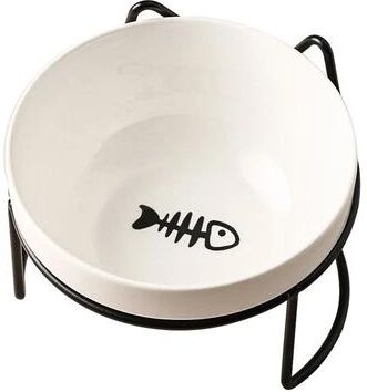 Uplift Treasures Ceramic Double Elevated Cat And Dog Bowl b Black 2pcs