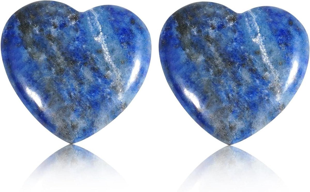 Blauwe Kristallen Hart Stenen - Natuurlijke Meditatie en Therapie Pocket Steen - 20 mm