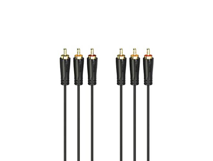 Hama Audio-/videokabel, 3 RCA-stekkers - 3 RCA-stekkers, verguld, 1,5 m