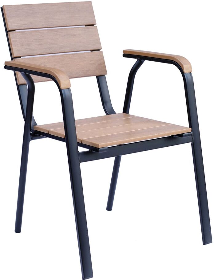 Oviala Chaise de terrasse en aluminium et bois synthétique Noir 57x86x57cm