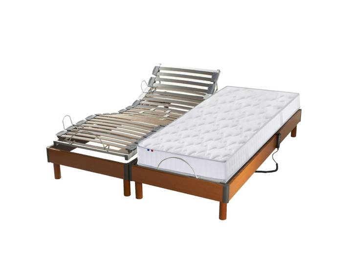 Sommier électrique et matelas 100% latex 5 zones 2x80x200