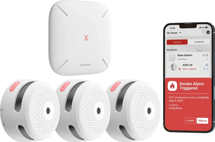 X-Sense FS31 (3+1) Set aus 3 kabellosen XS01-M Rauchmeldern mit SB550 Zentraleinheit