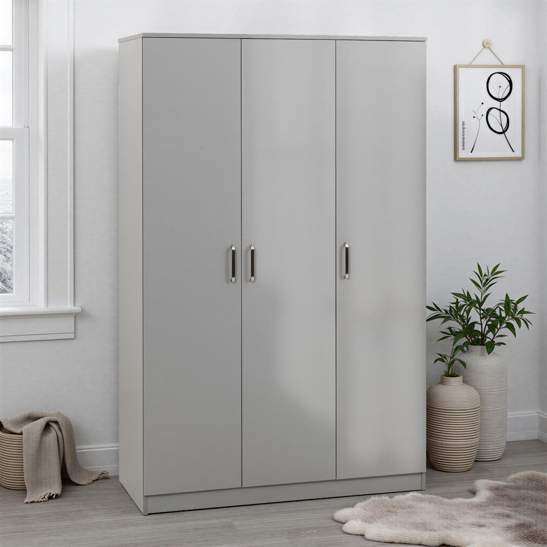 17 Stories Sumrah 3 Door Wardrobe Light Grey 110cm W X 48cm D