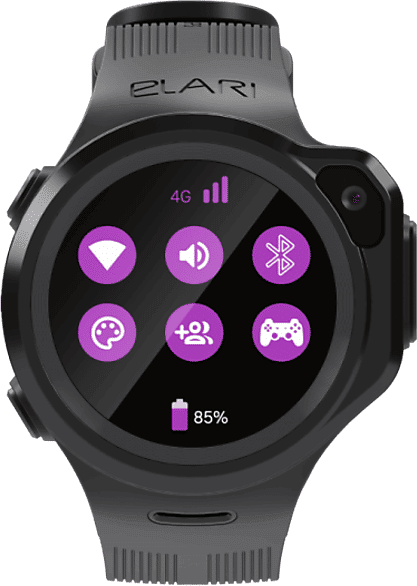 Smartwatch infantil - Elari KidPhone 4GR, 1.3", 48 horas, 4G, Bluetooth, IP67, Wi-Fi, GPS, Negro